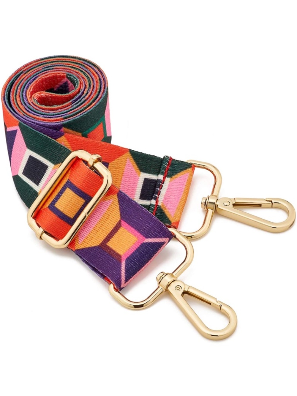 Purse Strap Replacement Adjustable Multicolor Geometric Bag Strap Gold Hardware